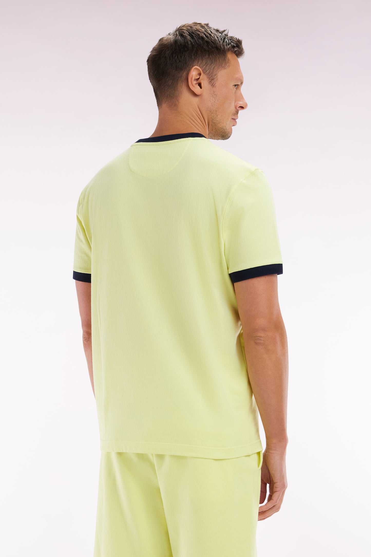 Yellow cotton T-shirt, embroidery 10, relaxed fit