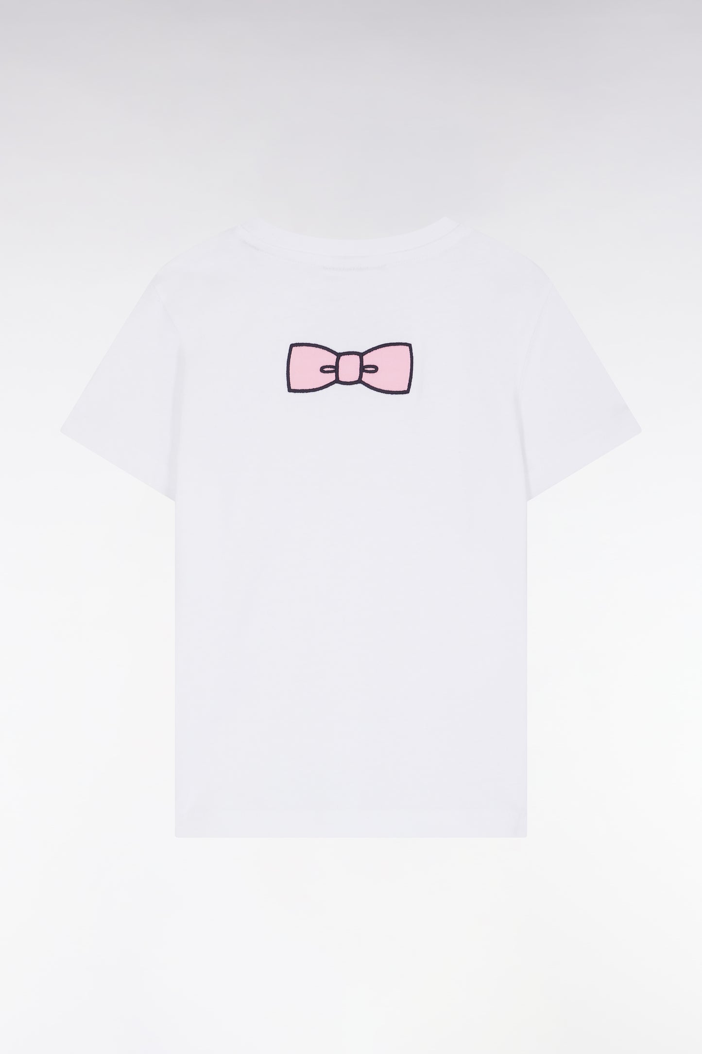 T-shirt en coton blanc nœud papillon dos coupe droite