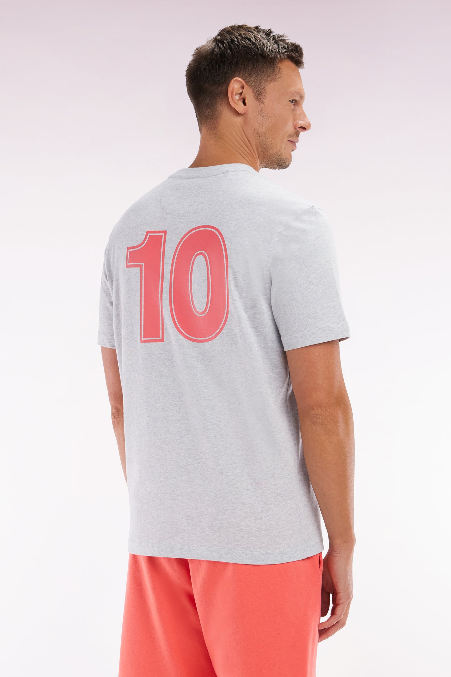 Grey and red cotton T-shirt 10, relaxed fit