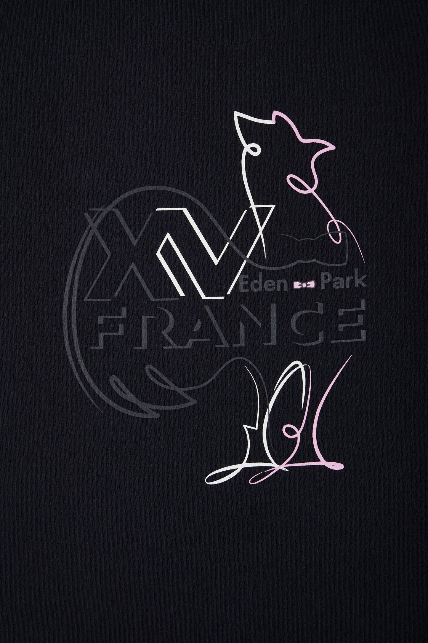 XV de France T-shirt in navy cotton with Coq flocking, straight cut