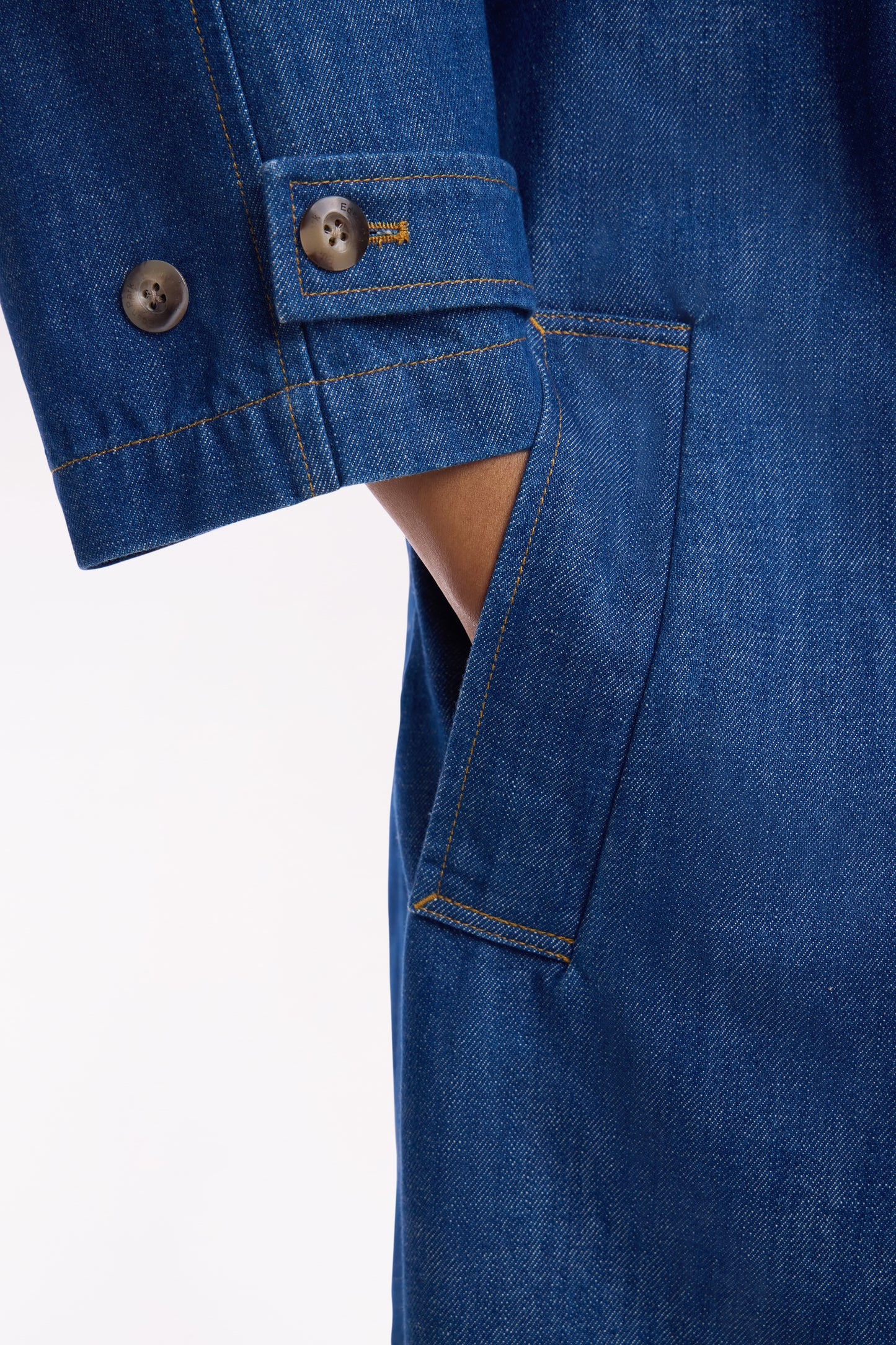 Oversized blue denim trench coat