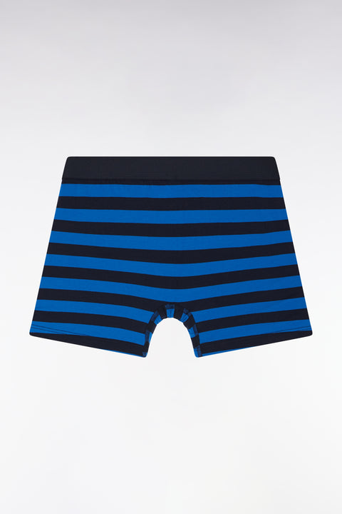 Boxer shorts in stretch cotton jersey with navy and blue rings - Image 2