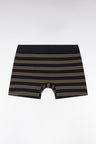 Boxer shorts in stretch cotton jersey with navy and khaki stripes