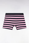 Boxer shorts in stretch cotton jersey with navy and pink stripes