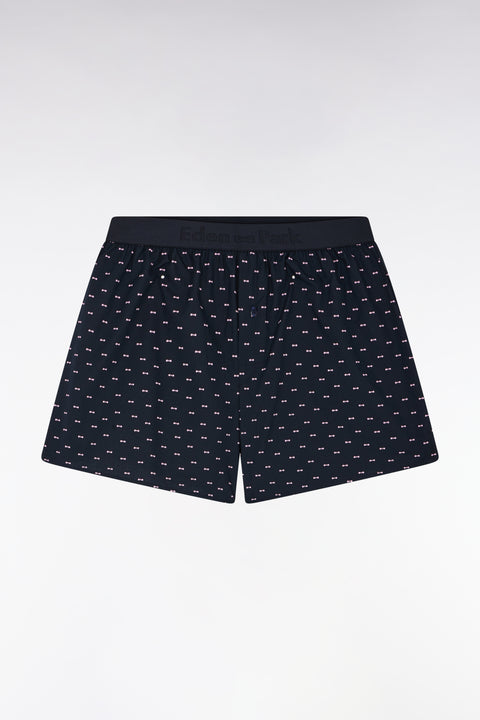 Cotton jersey boxer shorts with micropatterned navy bow ties - Image 2