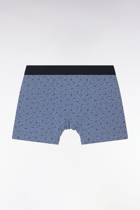 Boxer shorts in stretch cotton jersey with grey micropatterns - Image 2