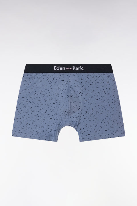 Boxer shorts in stretch cotton jersey with grey micropatterns - Image 1