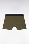 Boxer shorts in stretch cotton jersey with khaki micropatterns