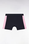 Boxer shorts in navy stretch cotton jersey with pink details