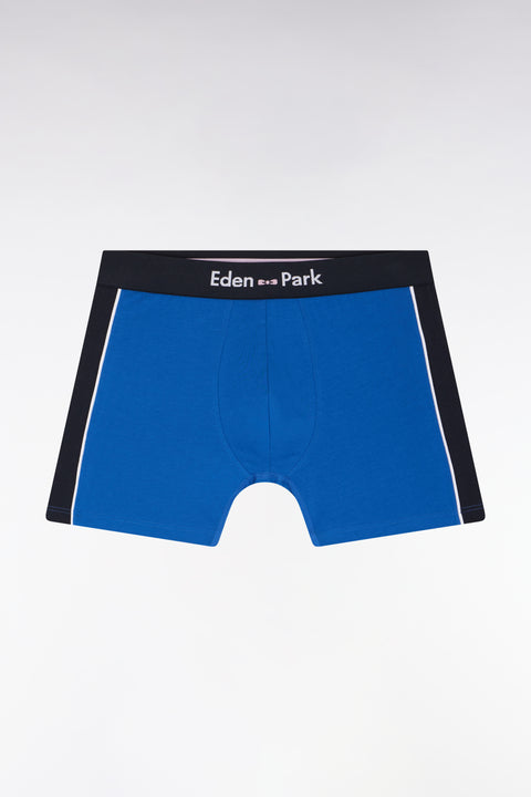 Boxer shorts in stretch cotton jersey, navy blue details - Image 1
