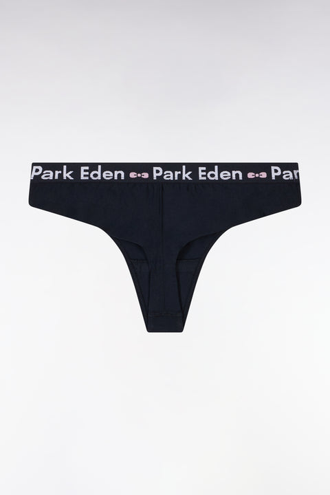 Navy stretch cotton thong panties - Image 1