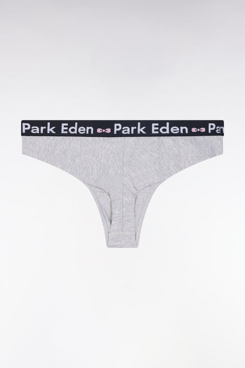 Grey stretch cotton thong panties - Image 2