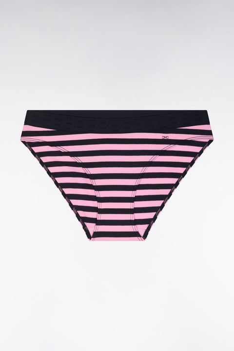 Stretch modal panties in navy and pink straps - Image 1
