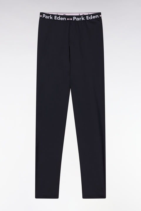 Navy stretch leggings with signature elastic waistband - Image 1