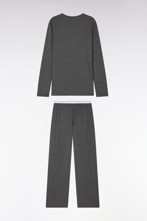 Long pyjamas in cotton and grey modal with Eden Park logo - Image 2