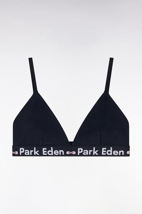 Navy stretch cotton bra with logo - Image 1