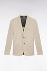 Beige jacket in wool and stretch linen dyed yarn