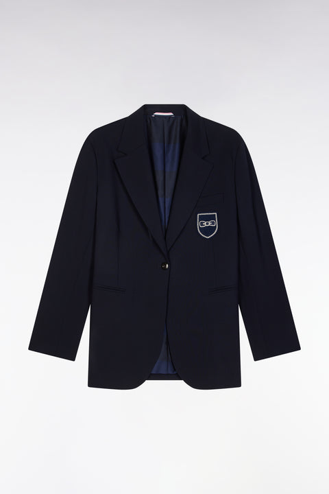 Oversized navy suit jacket in virgin wool - Image 2