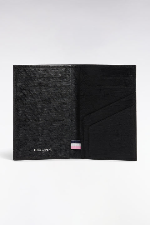 Portefeuille taille passeport bimatière en cuir noir - Image 1