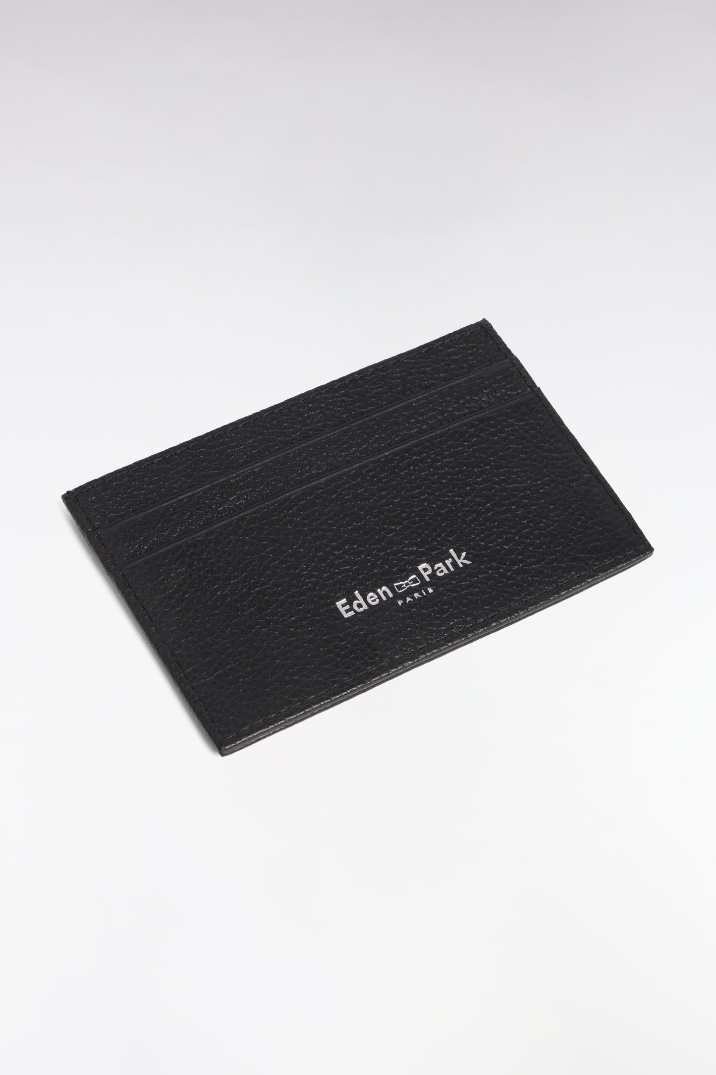 Embossed black leather card holder