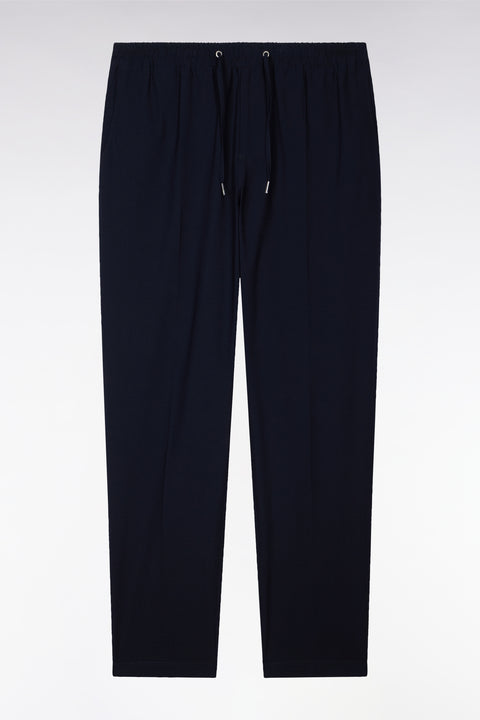 Pantalon en coton seersucker marine coupe Modern - Image 2