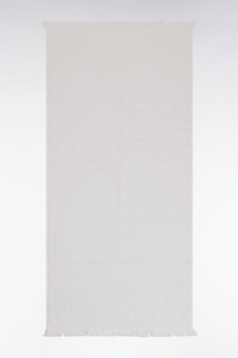 White cotton hand towel with micro bow tie patterns - Image 2