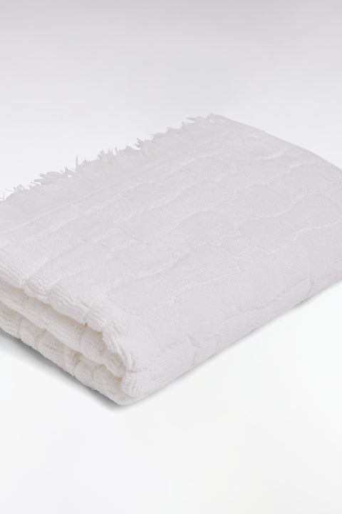 White cotton hand towel with micro bow tie patterns - Image 3