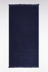 Navy cotton hand towel with bow tie micro-patterns