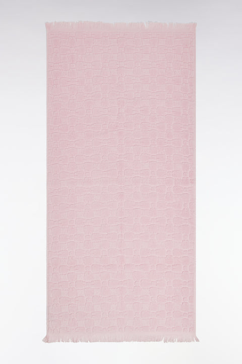 Pink cotton hand towel with micro bowknot patterns - Image 2