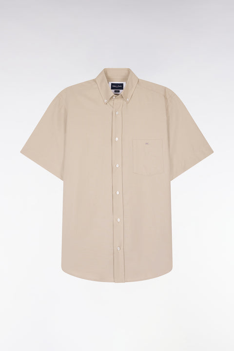 Chemise à manches courtes en piqué coton beige - Image 2