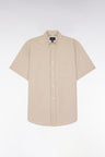 Chemise à manches courtes en piqué coton beige