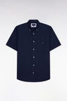 Chemise à manches courtes en piqué coton marine