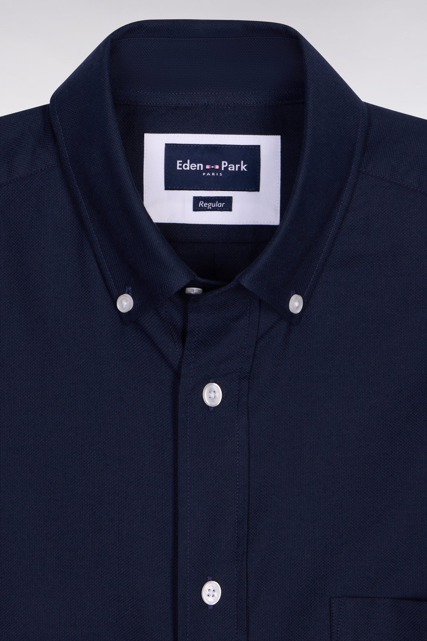 Chemise à manches courtes en piqué coton marine