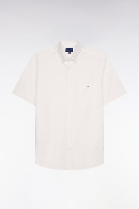 Chemise à manches courtes en coton fil teint blanc - Image 2