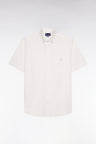 Chemise à manches courtes en coton fil teint blanc