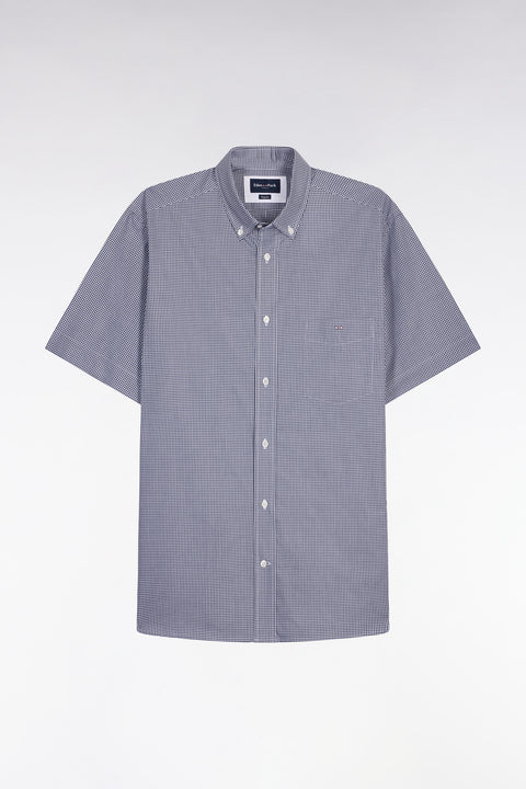Chemise à manches courtes en coton à carreaux Vichy marine - Image 2