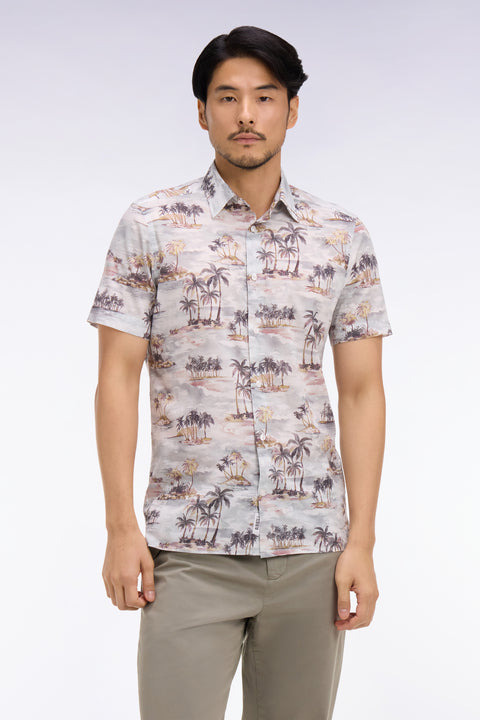 Chemise hawaïenne à manches courtes en coton imprimé coupe slim - Image 3