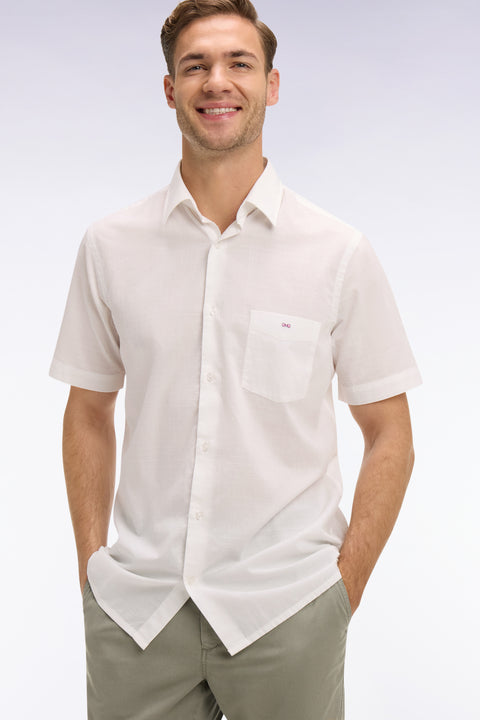 Chemise à manches courtes en coton blanc coupe slim - Image 3