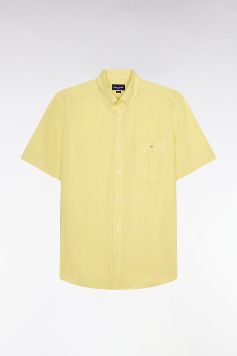 Chemise à manches courtes en lin jaune - Image 2