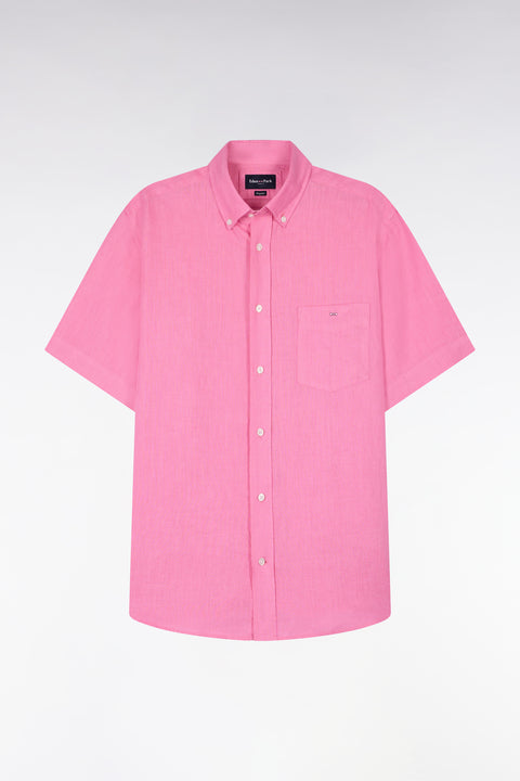 Chemise à manches courtes en lin rose - Image 2