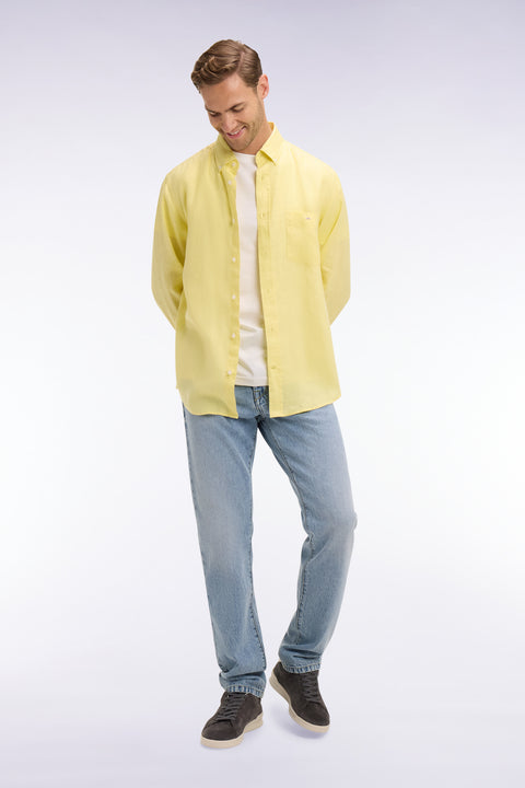 Chemise droite en lin jaune - Image 1
