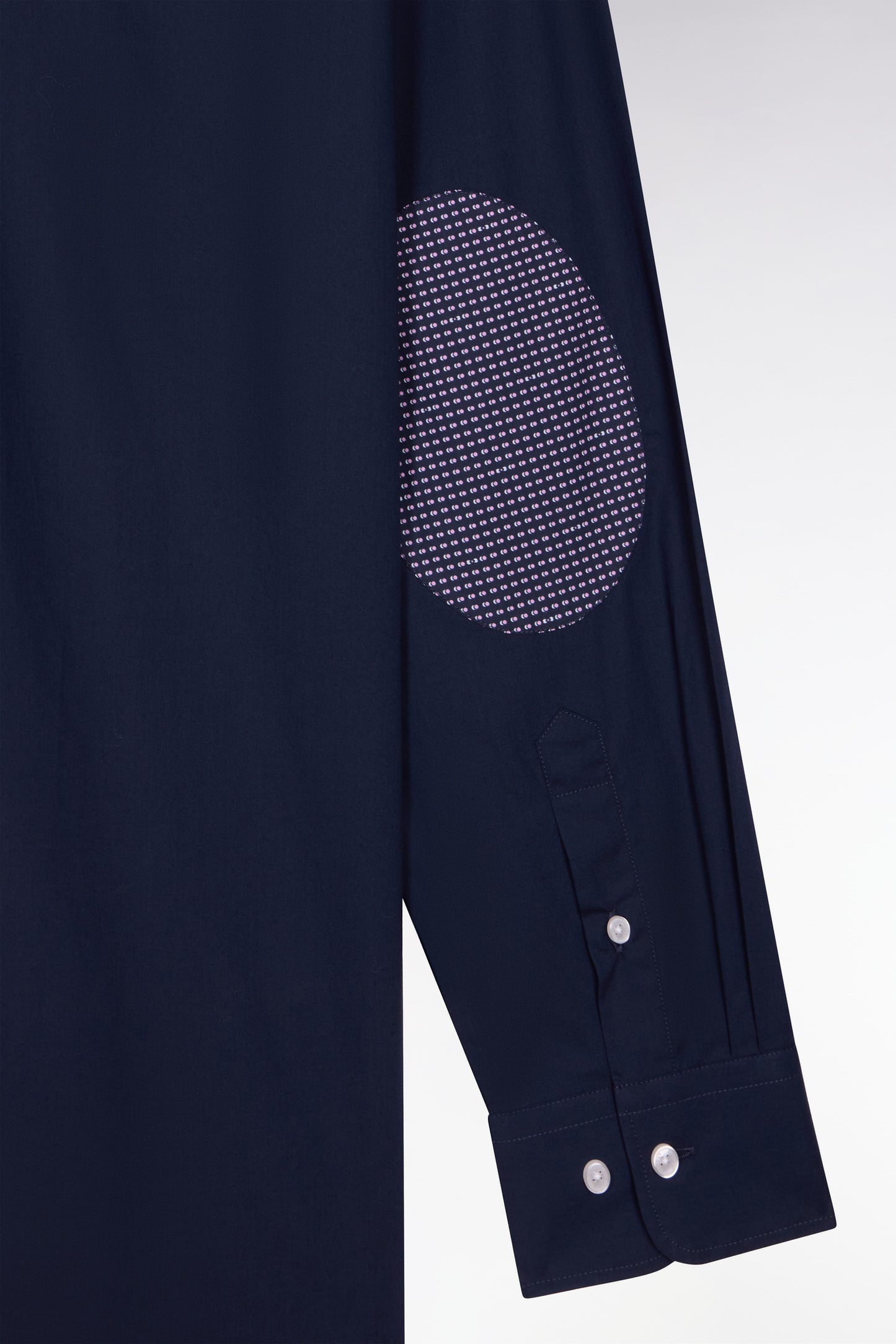 Navy cotton shirt with printed elbow patches
