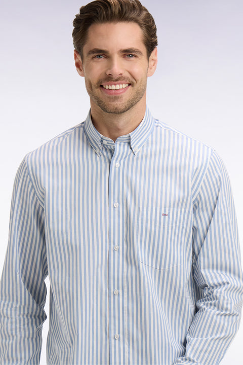 Chemise en coton bleu à rayures bâtons - Image 3