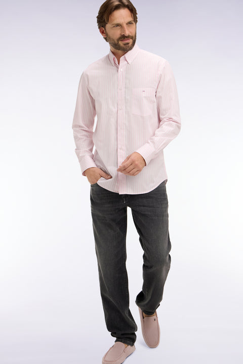 Chemise en coton rose à rayures bâtons - Image 1
