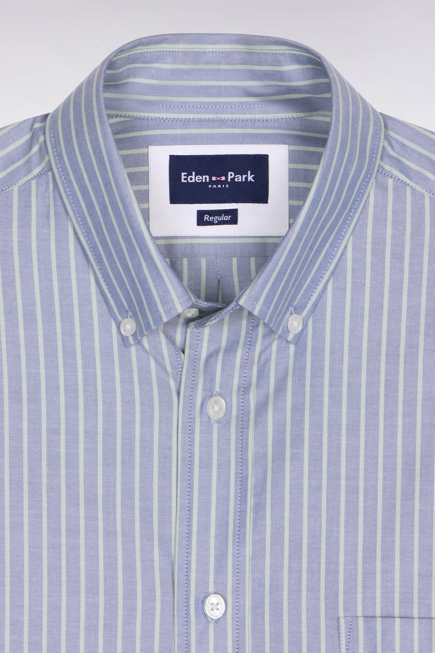 Regular fit sea green striped pinpoint cotton shirt