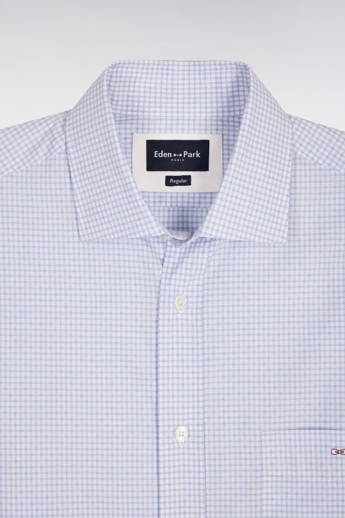 Regular fit sky check dobby cotton shirt