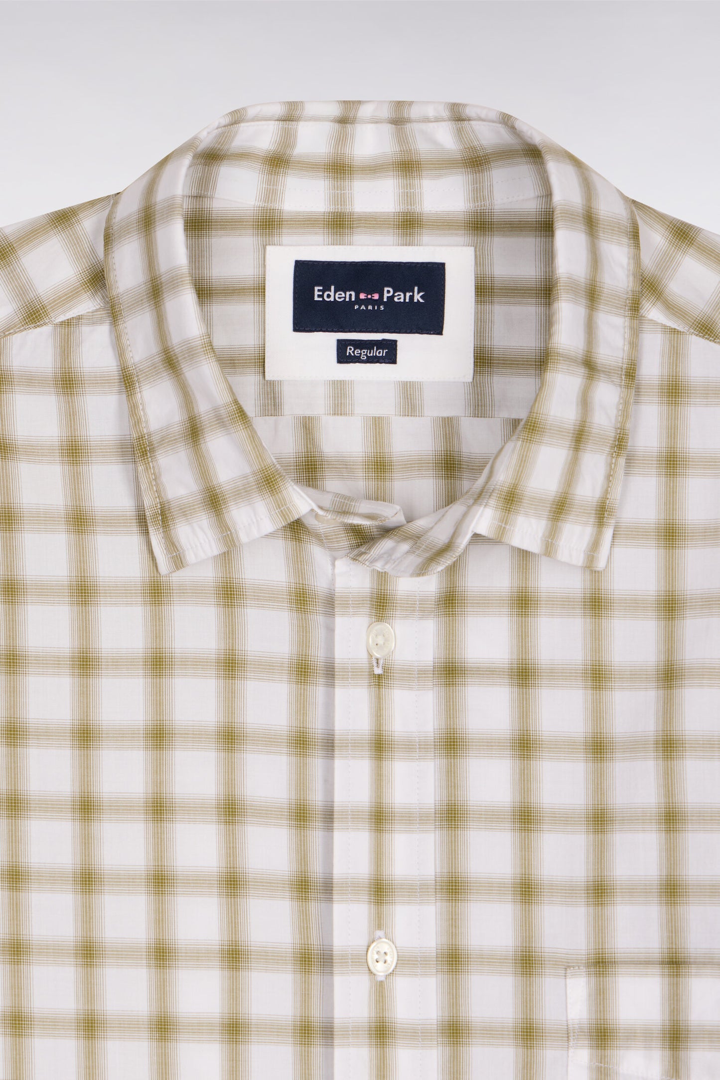 Chemise en coton à carreaux kaki