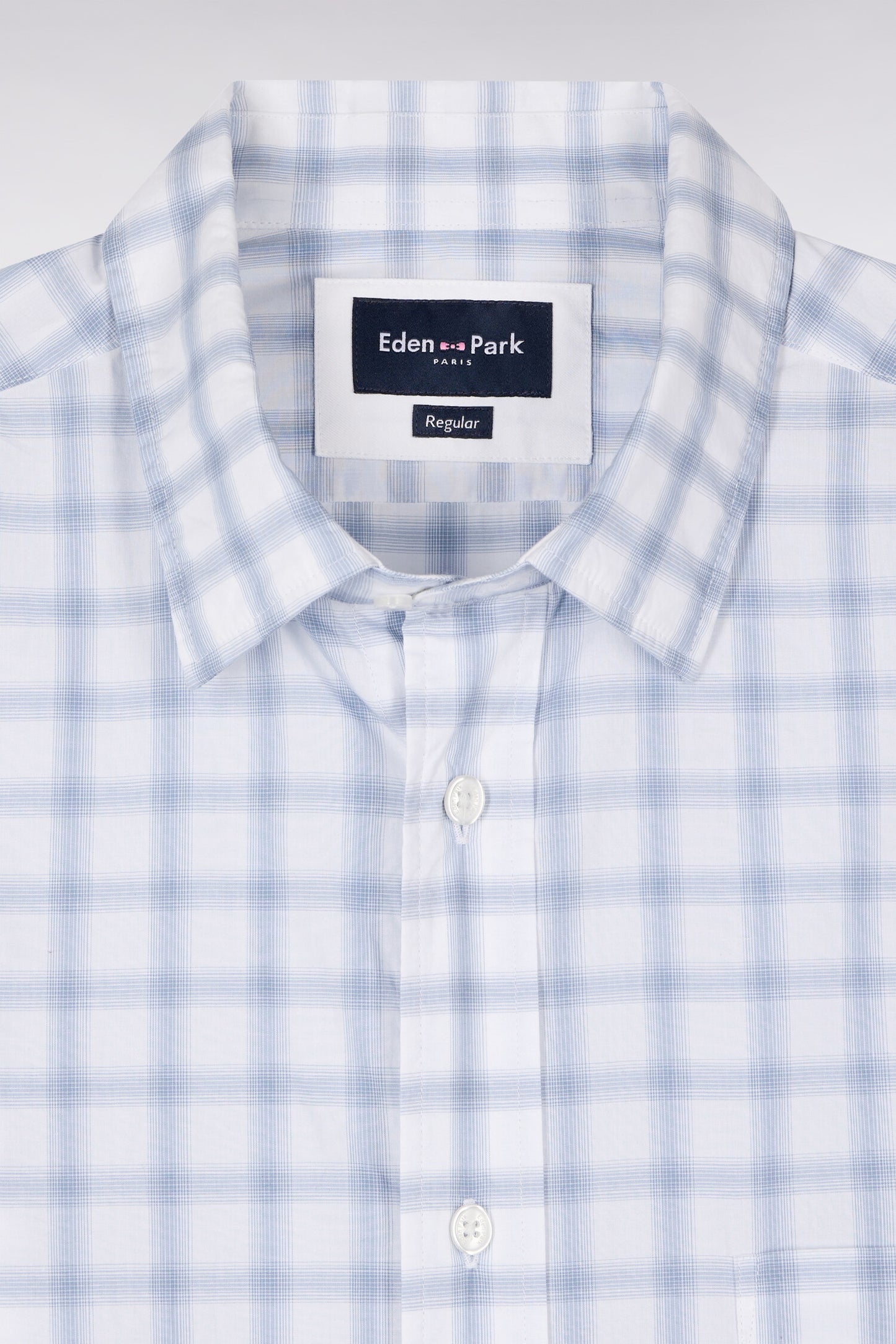 Chemise en coton à carreaux bleu