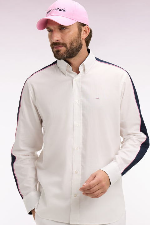 Chemise en coton pinpoint blanc broderie dos - Image 1