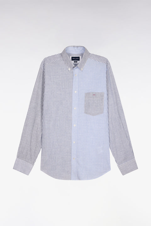 Chemise en coton jacquard Dobby à rayures bâtons bleues - Image 2